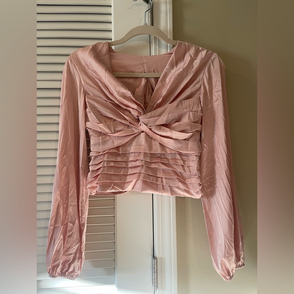 Express Blush Pink Twisted Front Blouse